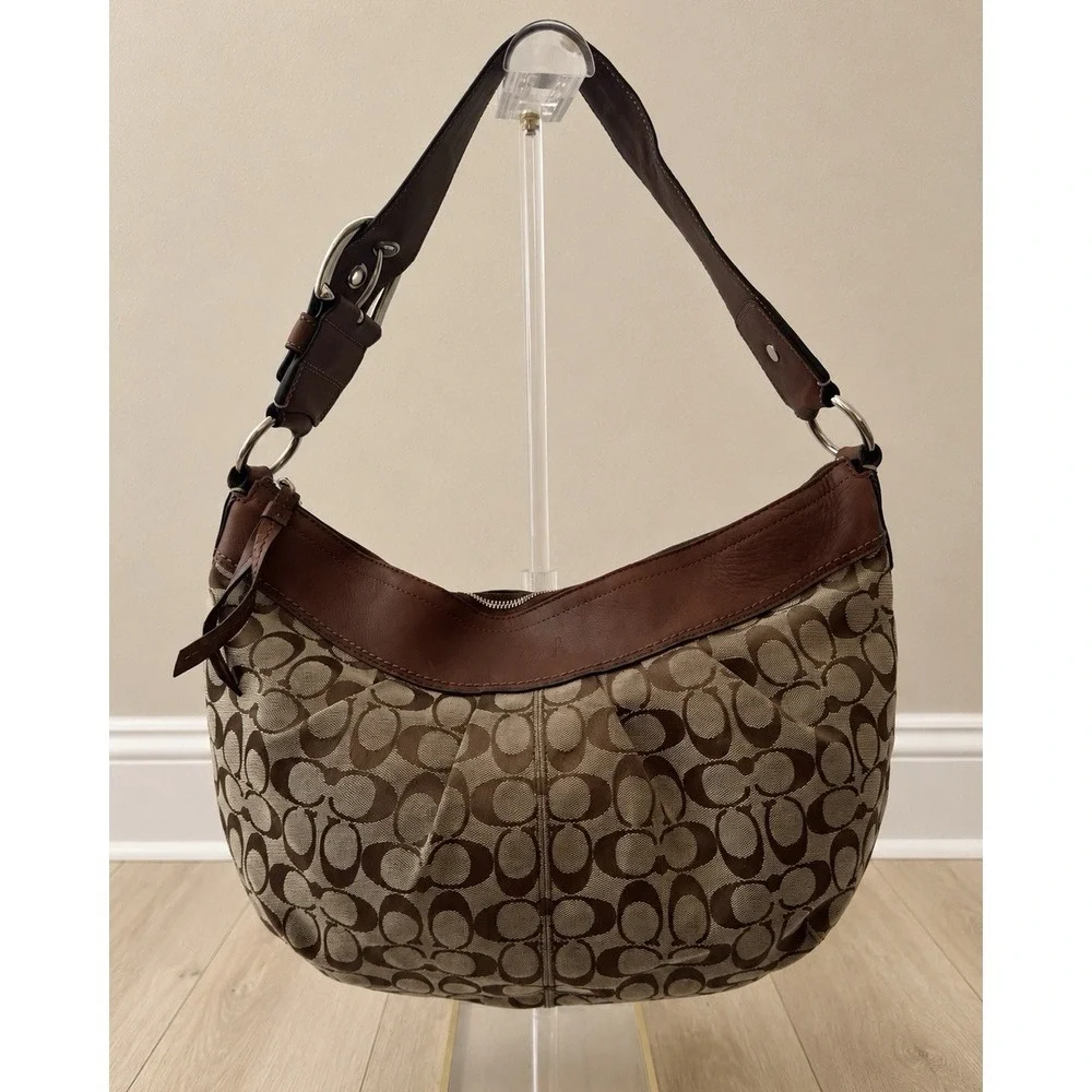 COACH Soho Jacquard Logo Large Pleated Hobo Shoulder Bag F13741 Y2K Vintage